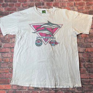 Vintage 90s Morro Bay Dolphins Single Stitch Tshirt XL Neon Colors